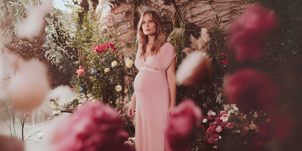 Vestido gestante fluído longo