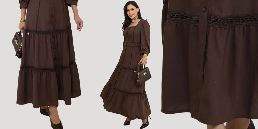 vestido longo marrom